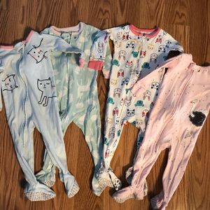EUC - Lot of 4, Carters jammies with footies